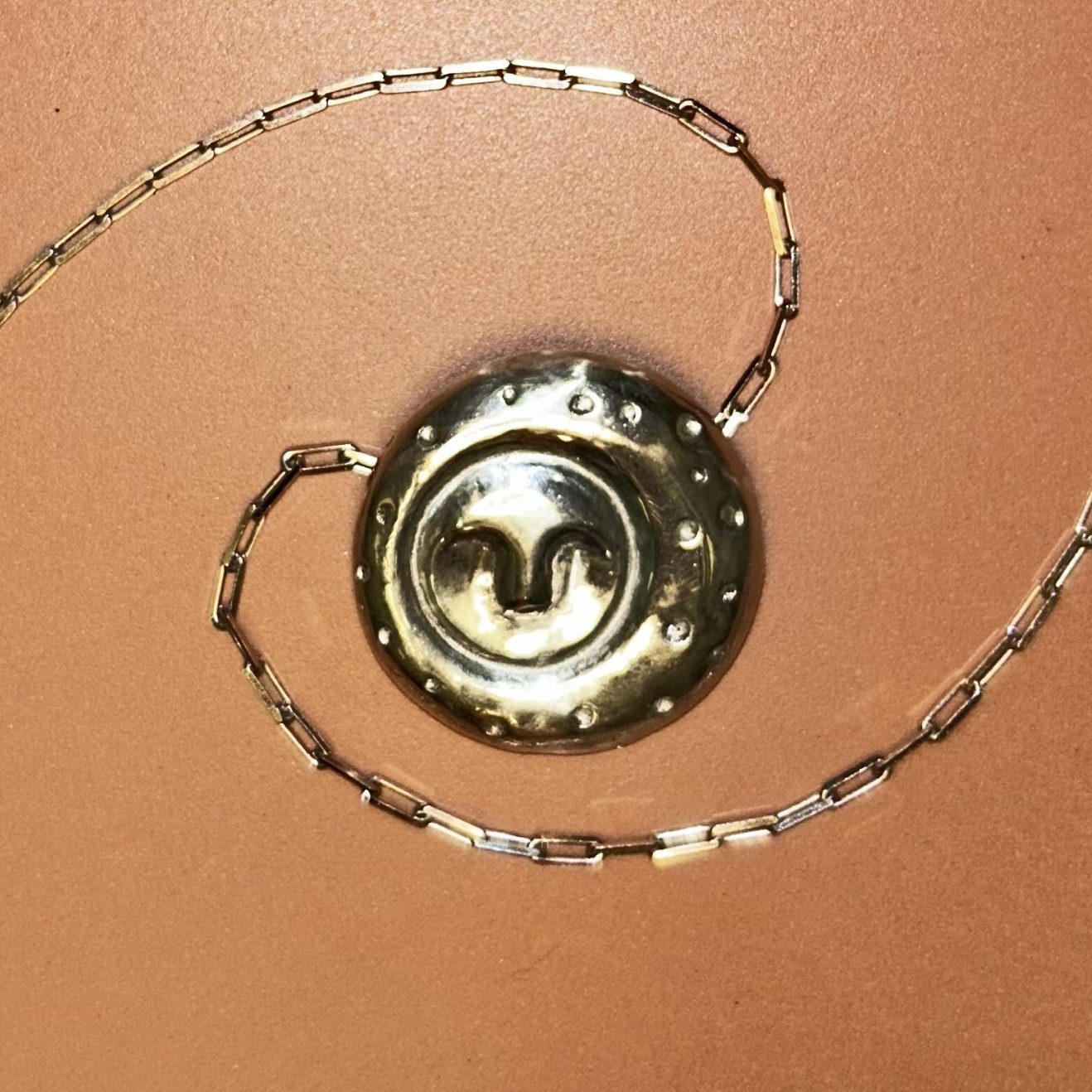 Full Moon pendant on paperclip chain
